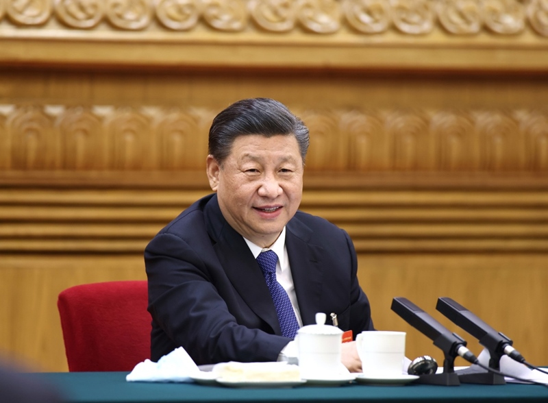 2021年3月5日，習近平總書記參加十三屆全國人大四次會議內(nèi)蒙古代表團的審議。