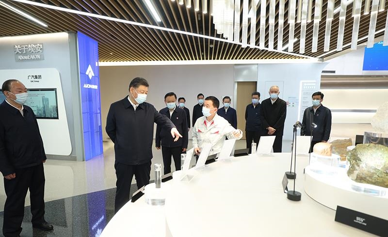 2023年4月12日，習(xí)近平總書記在廣東廣汽埃安新能源汽車股份有限公司考察。