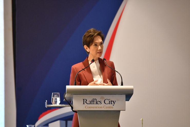 新加坡通訊及新聞部長(zhǎng)兼內(nèi)政部第二部長(zhǎng)楊莉明。新加坡南洋理工大學(xué)供圖