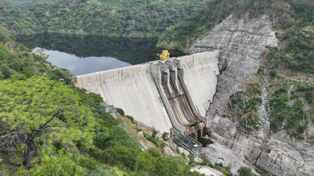 3月23日，航拍的下凱富峽水電站大壩。
