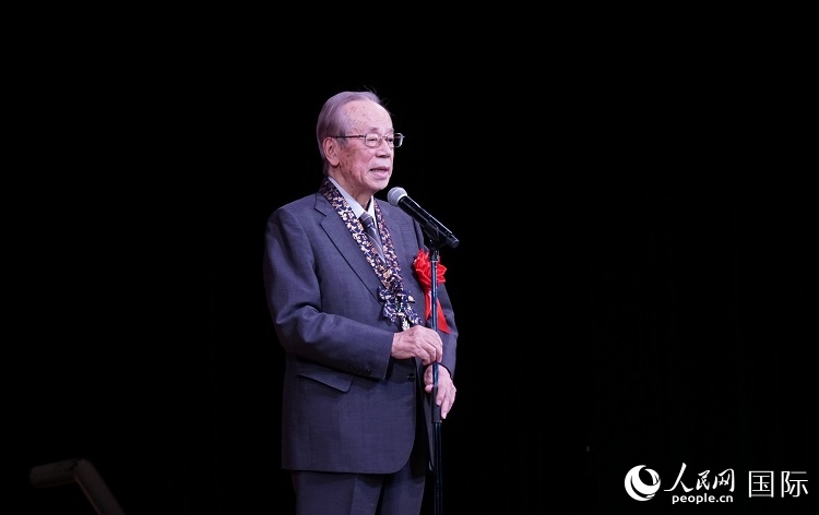 日本前首相福田康夫發(fā)表致辭。人民網(wǎng) 蔣曉辰攝