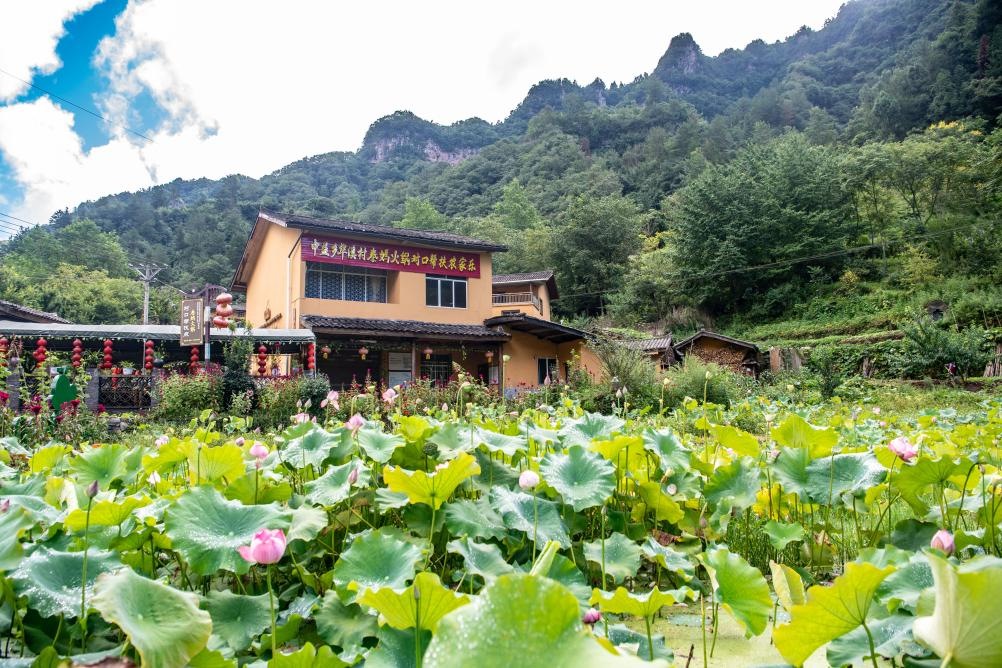 這是8月28日拍攝的華溪村村民開設的農家樂外景。新華社記者 唐奕 攝