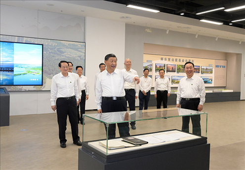 △9月20日，習(xí)近平總書記在浙江紹興市浙東運河文化園考察。