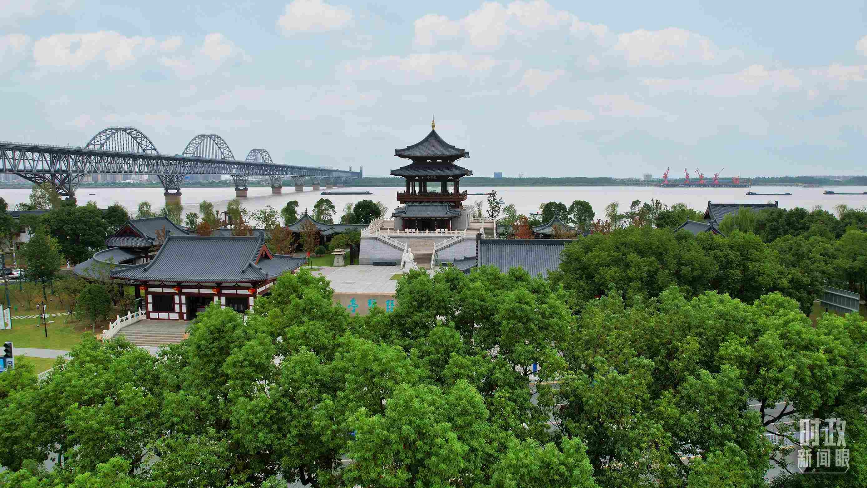 △長(zhǎng)江國(guó)家文化公園九江城區(qū)段。（總臺(tái)記者劉陽(yáng)拍攝）