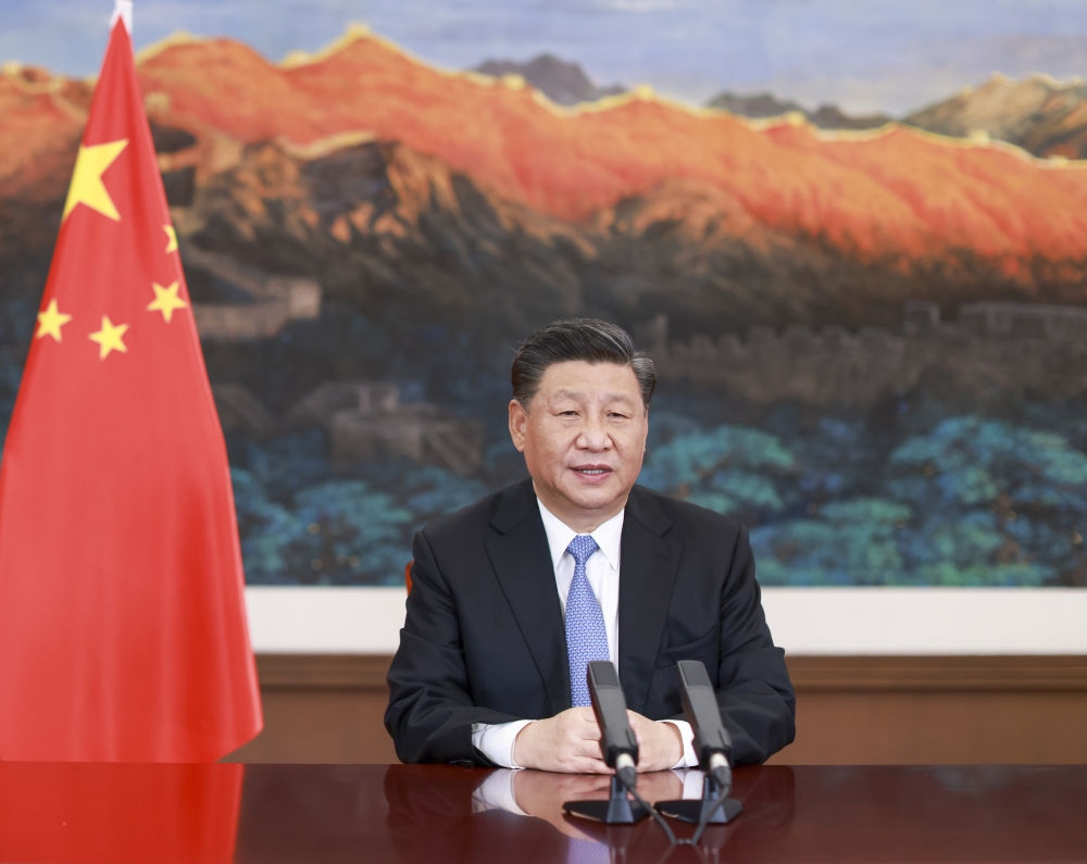 2020年11月27日，習近平在第十七屆中國－東盟博覽會和中國－東盟商務(wù)與投資峰會開幕式上致辭。