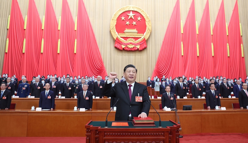 2023年3月10日，習(xí)近平進(jìn)行憲法宣誓。