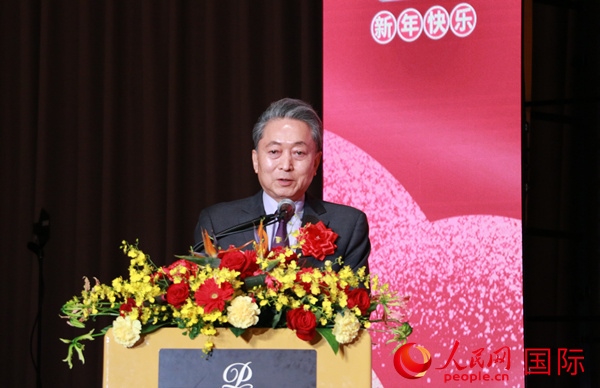 日本前首相鳩山由紀夫致辭。人民網(wǎng) 許可攝