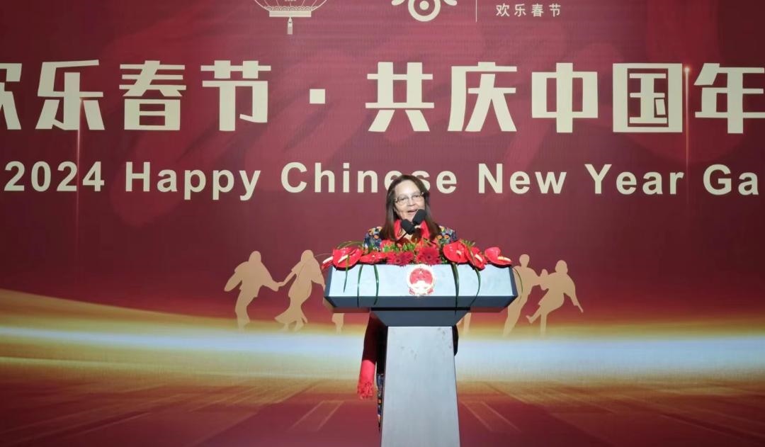 南非旅游部長德利萊女士致辭。中國駐南非大使館供圖