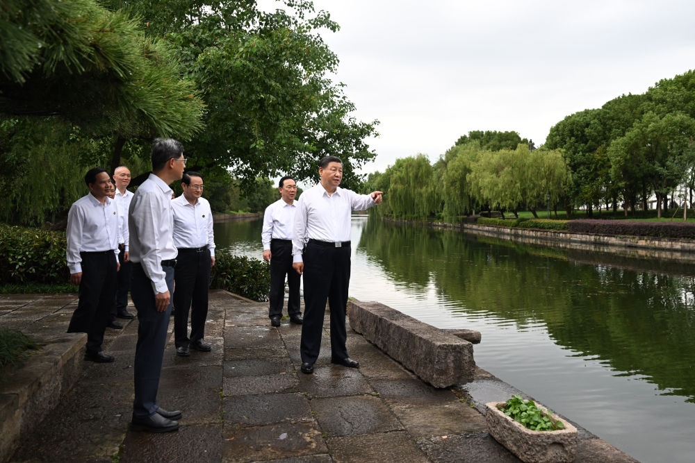 2023年9月20日下午，習(xí)近平在浙江省紹興市浙東運(yùn)河文化園考察。新華社記者 謝環(huán)馳 攝