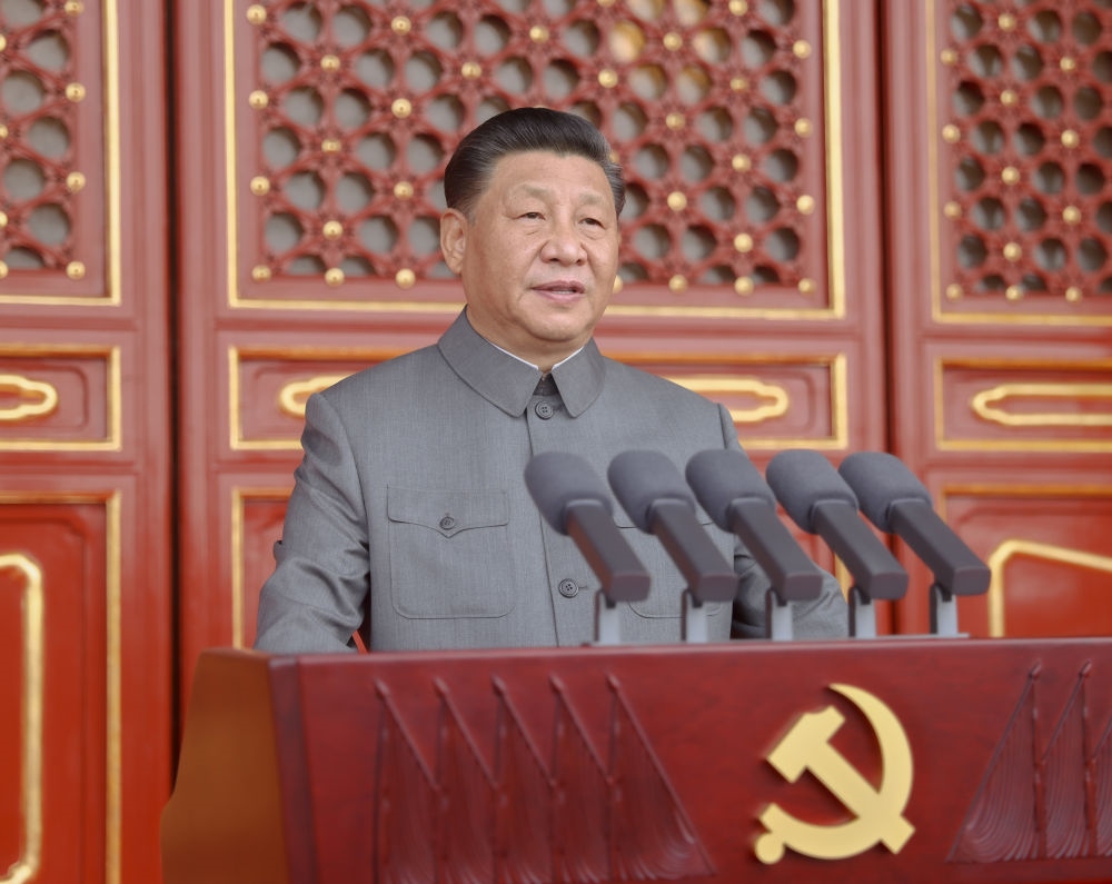 2021年7月1日，慶祝中國共產(chǎn)黨成立100周年大會在北京天安門廣場隆重舉行。習(xí)近平發(fā)表重要講話。新華社記者 鞠鵬 攝