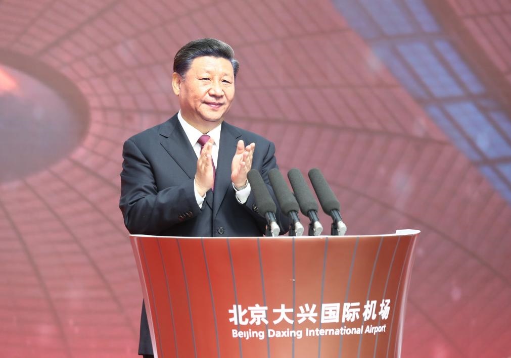 2019年9月25日，習(xí)近平總書記出席北京大興國際機場投運儀式并宣布機場正式投入運營。新華社記者 鞠鵬 攝