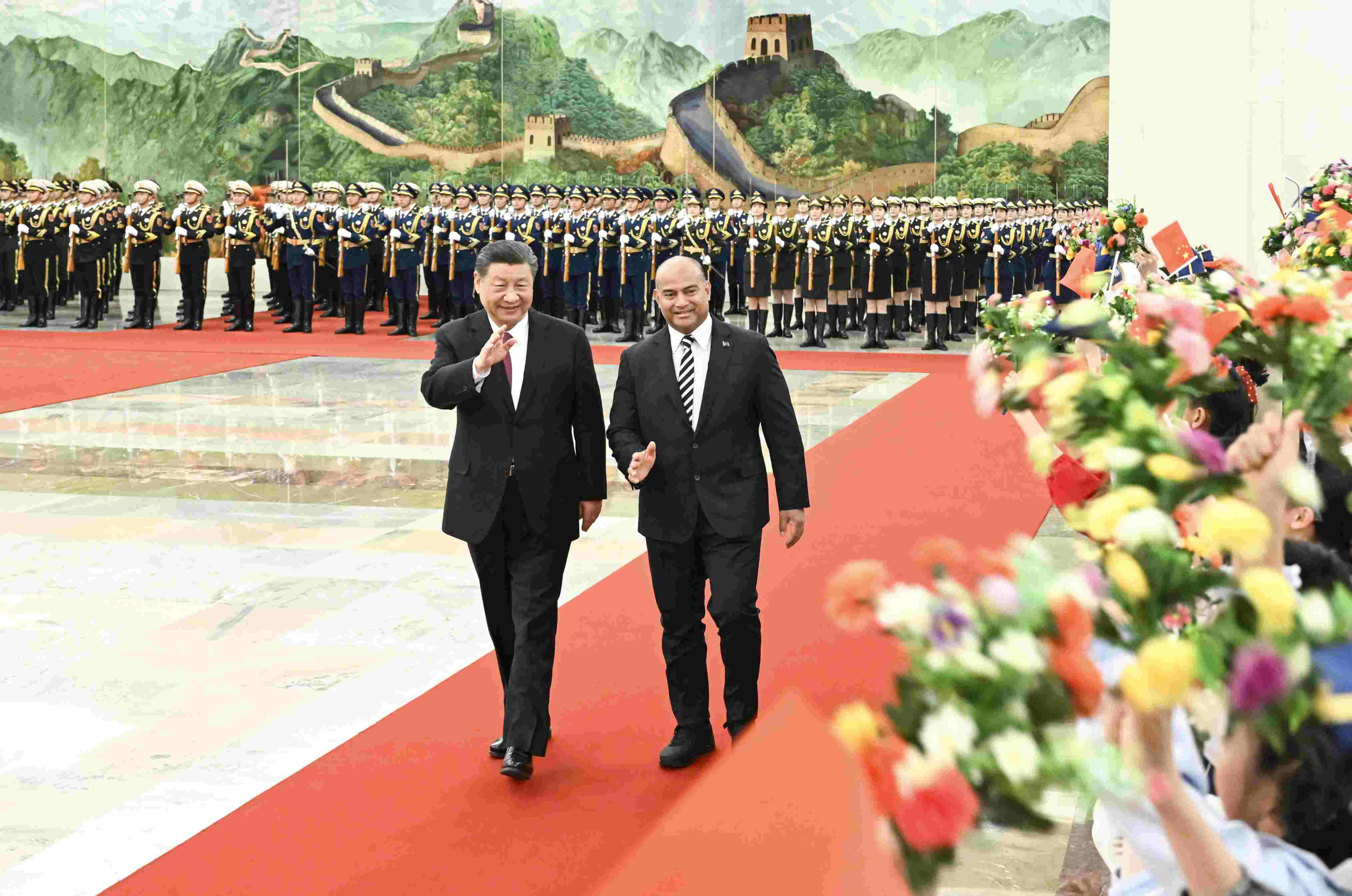 2024年3月25日，習近平主席在人民大會堂北大廳為瑙魯總統(tǒng)阿迪昂舉行歡迎儀式。