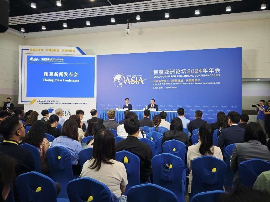 博鰲亞洲論壇2024年年會(huì)閉幕新聞發(fā)布會(huì)。人民網(wǎng)記者 許維娜攝