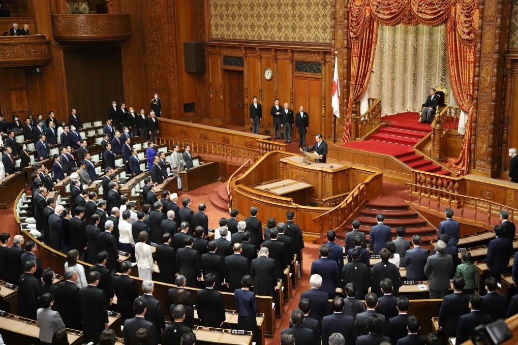 這是1月26日在日本東京拍攝的日本第213屆國會(huì)開幕式現(xiàn)場。新華社記者姜俏梅攝