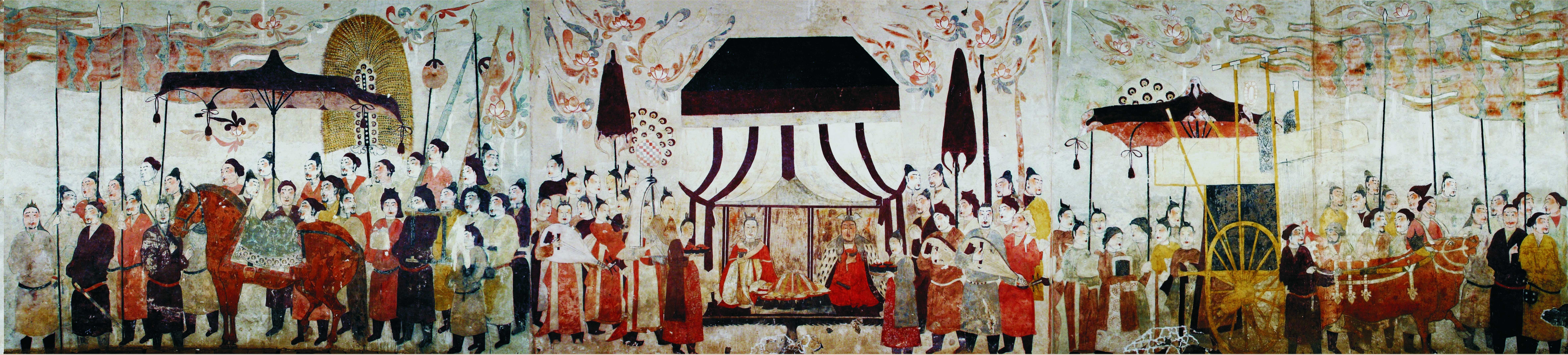 這是徐顯秀墓室壁畫展開圖。太原北齊壁畫博物館供圖