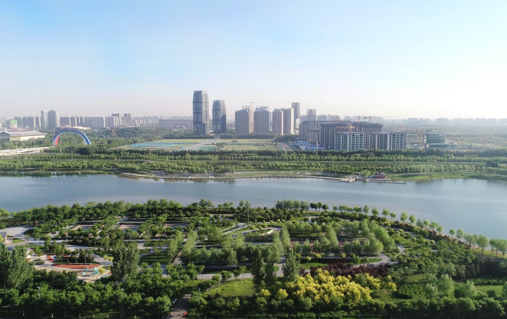 石家莊市滹沱河景色（2022年5月16日攝，無人機照片）。新華社記者 楊世堯 攝