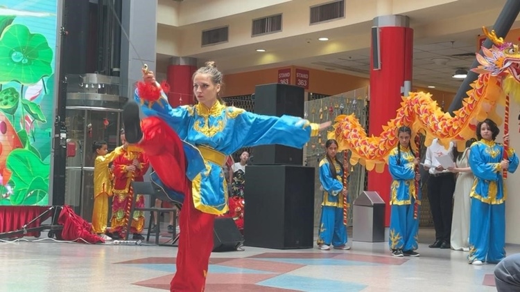 羅馬尼亞人舞龍舞獅隊(duì)進(jìn)行精彩表演。中國駐羅馬尼亞大使館領(lǐng)僑處供圖