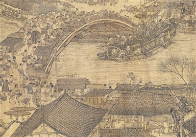 中國畫《清明上河圖》（局部），作者為北宋張擇端。 故宮博物院藏