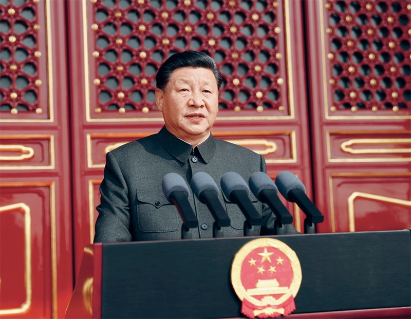 2019年10月1日，慶祝中華人民共和國成立70周年大會(huì)在北京天安門廣場隆重舉行。中共中央總書記、國家主席、中央軍委主席習(xí)近平發(fā)表重要講話。 新華社記者 鞠鵬/攝