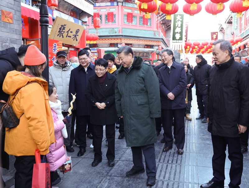 2024年2月1日，習近平總書記在天津古文化街考察。