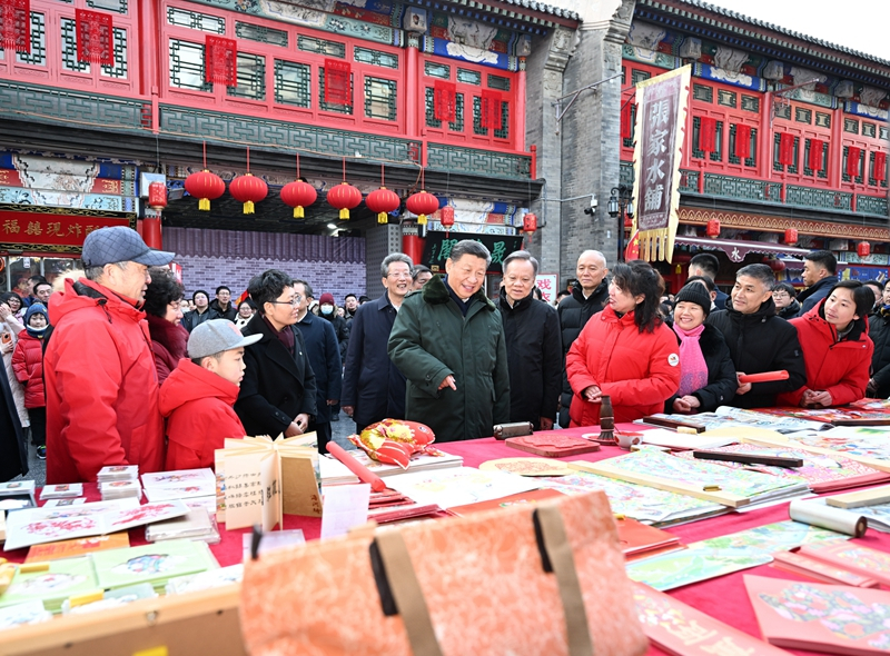 2024年2月1日，習近平總書記在天津古文化街考察。