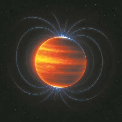 木星磁場(chǎng)（藝術(shù)圖）。圖片來源：物理學(xué)家組織網(wǎng)
