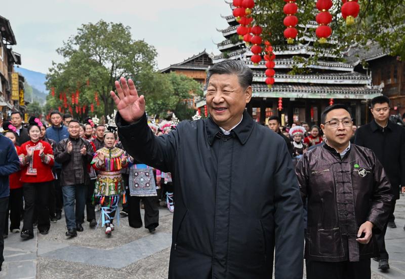 △2025年3月17日，習(xí)近平總書記在貴州黎平縣肇興侗寨考察。